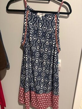 Navy and Pink Printed Women's Sundress